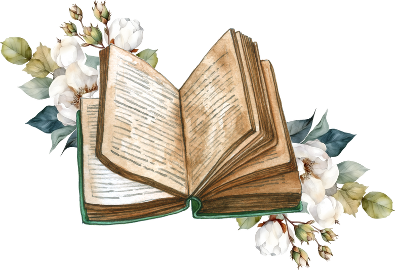 Vintage floral books watercolor
